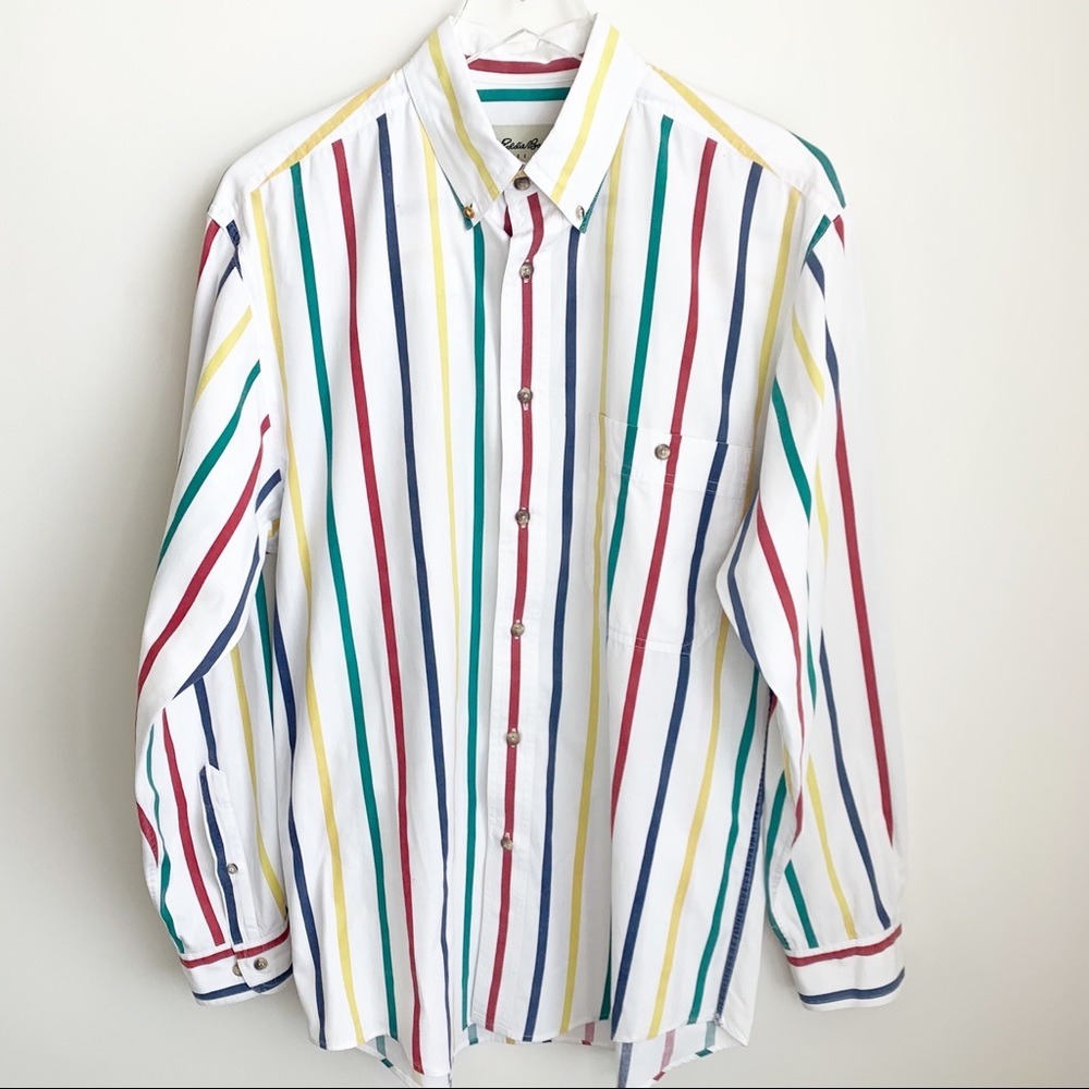 Vintage Eddie Bauer Striped Long Sleeve Shirt 90s